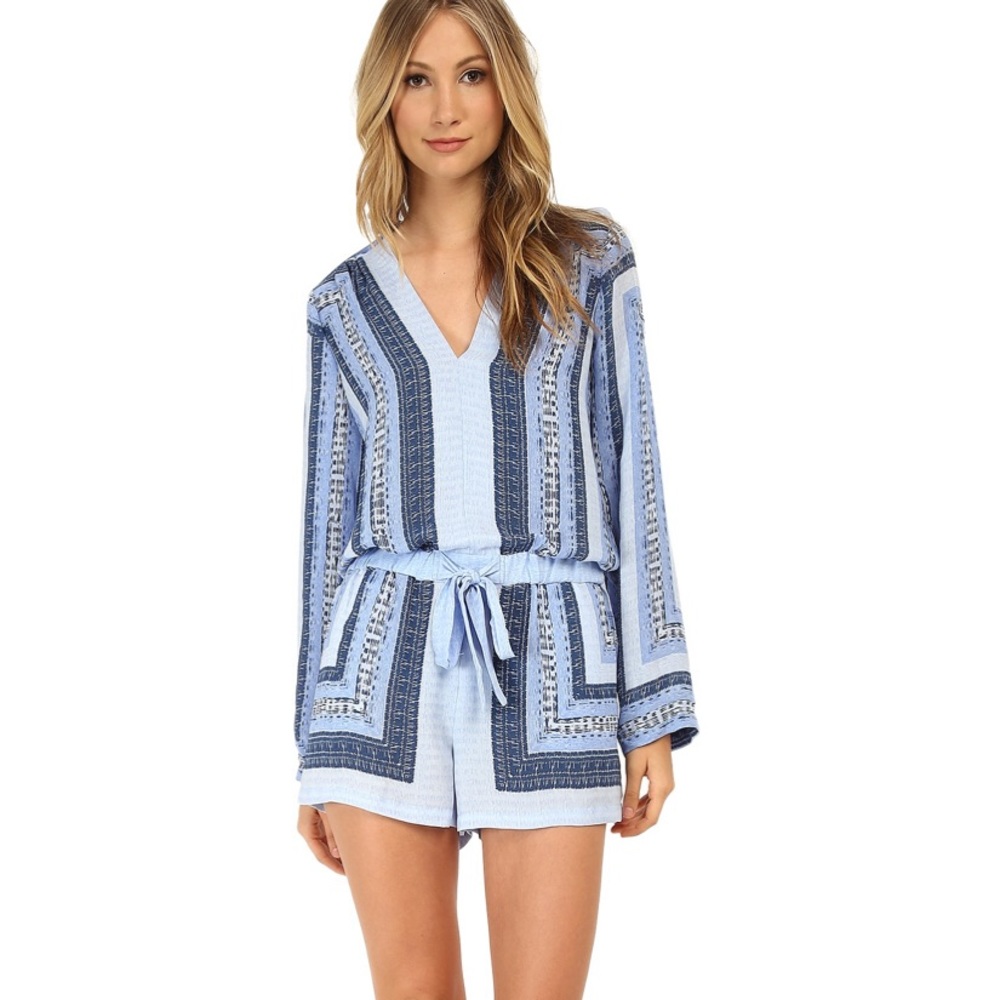 BCBGMaxAzria Soren Printed Blue Romper